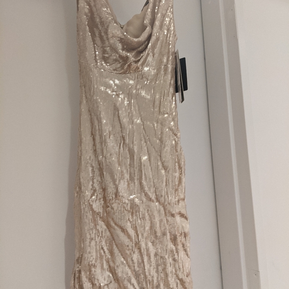 Nicole Miller gold sequin cowl neck dress - Picture 3 of 4